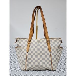 LOUIS VUITTON Damier Azur Totally PM Shoulder Bag Cream/Beige